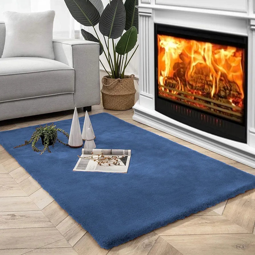 Luxe Home International Ruffle Floor Rug 3 X 5 FtColour Blue