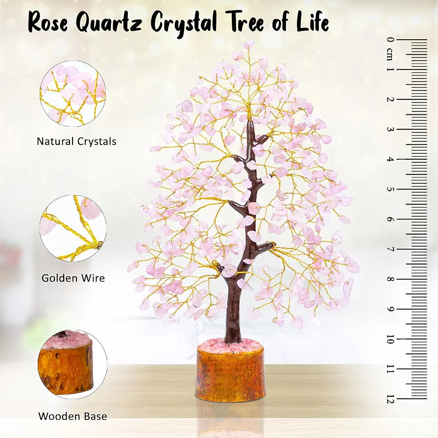 Bezavo Rose Quartz Crystal Tree Copper Wire