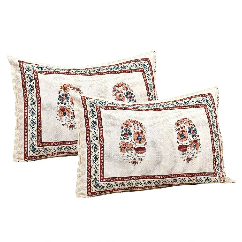 Kuber Industries Double Bedsheet with 2 Pillow Covers 160 TC Premium Cotton Cream Colour