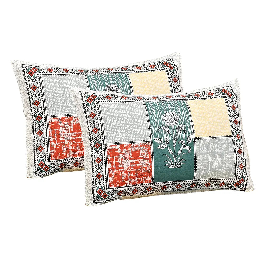 Kuber Industries Double Bedsheet with 2 Pillow Covers 160 TC Premium Cotton Green & Yellow