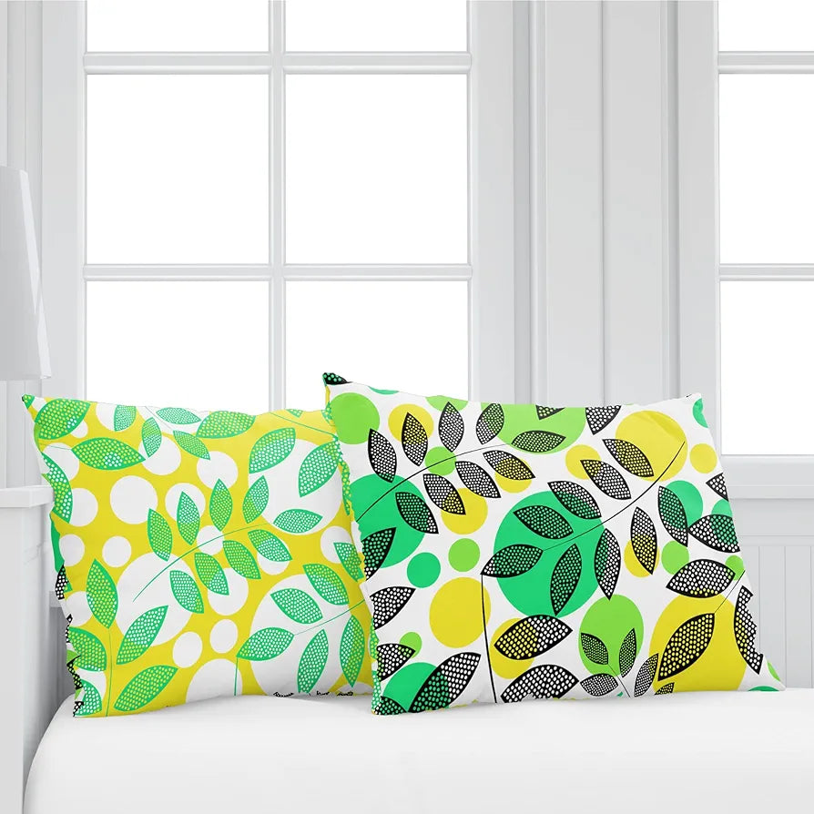 Divine Casa 144 TC Cotton Bedsheet for Single Bed with 1 Pillow Cover Colour Green & Yellow