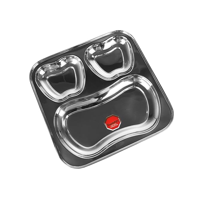 Sumeet Stainless Steel 3 in 1 Pav Bhaji Big Plate 24.5cm