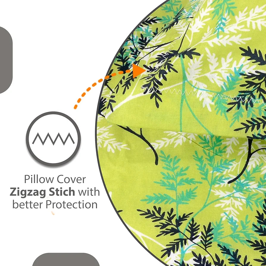 Divine Casa 144 TC 100% Cotton Double Bedsheet with 2 Pillow Covers Floral Pattern Colour Lime Breeze