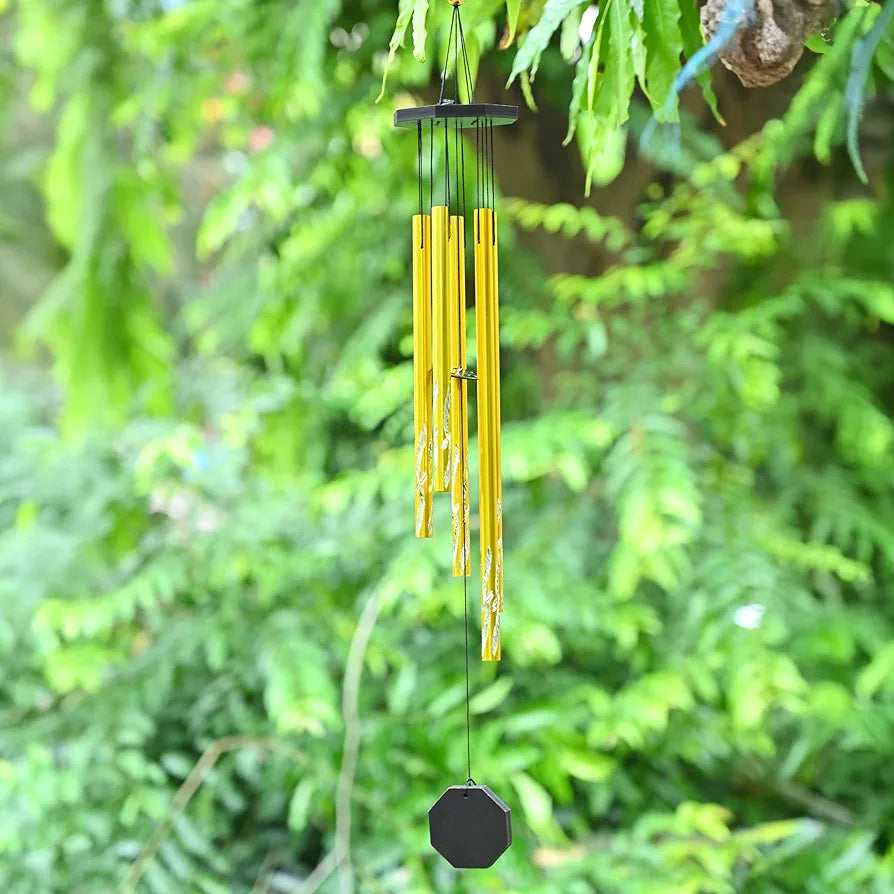 Wind Chimes Hanging Bells and Showpieces Golden 5-Pipe Wind Chime -003