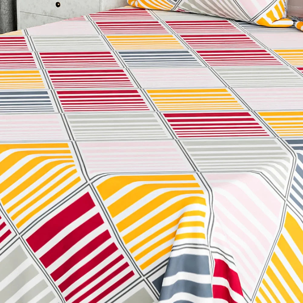 Kuber Industries Double Bedsheet with 2 Pillow Covers Cotton Double Bed Sheet Set New Zig Zag Bedsheet White