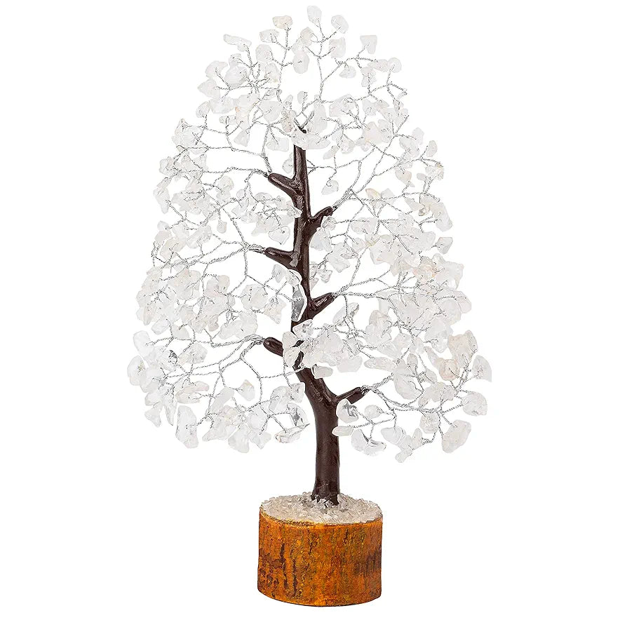 HindCraft Clear Quartz Crystal Tree Silver Wire 10-12 inch