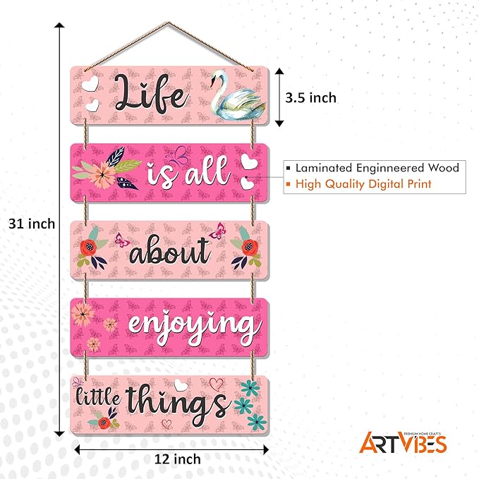 Artvibes Welcome Home Quote Decorative Wall Art Mdf Wooden Wall Hanger for Living Room