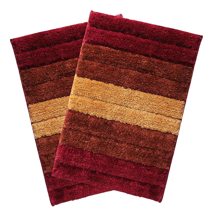 Luxe Home International Microfiber Rectangular Bath mat Soft Anti Slip Skid Luxury Mats 40X60 Cm Cherry (Pack of 2)