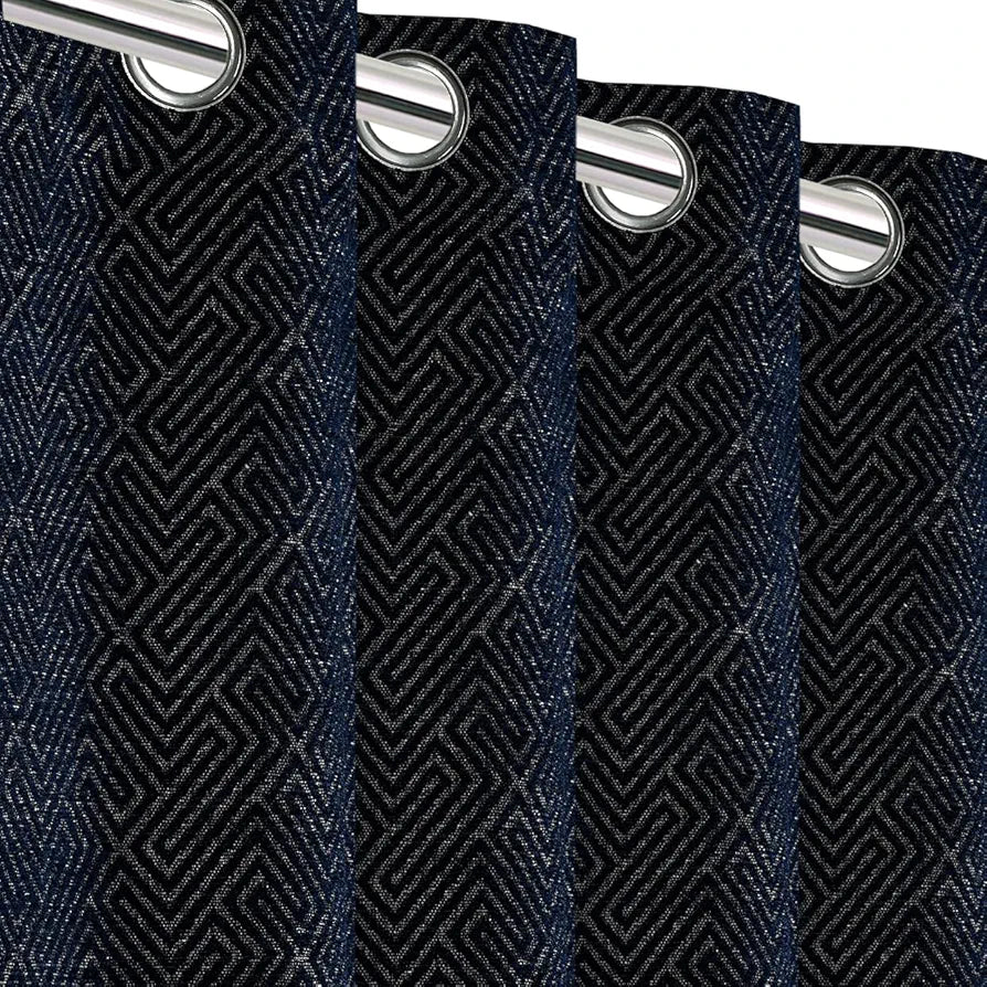 Saral Home Pacman Chenille Blackout Long Door Curtains 2pc Colour Navy
