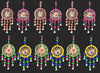Plastic Handmade Colorful Ring Pom Pom Hanging Pom Pom With Bells Set Of 8
