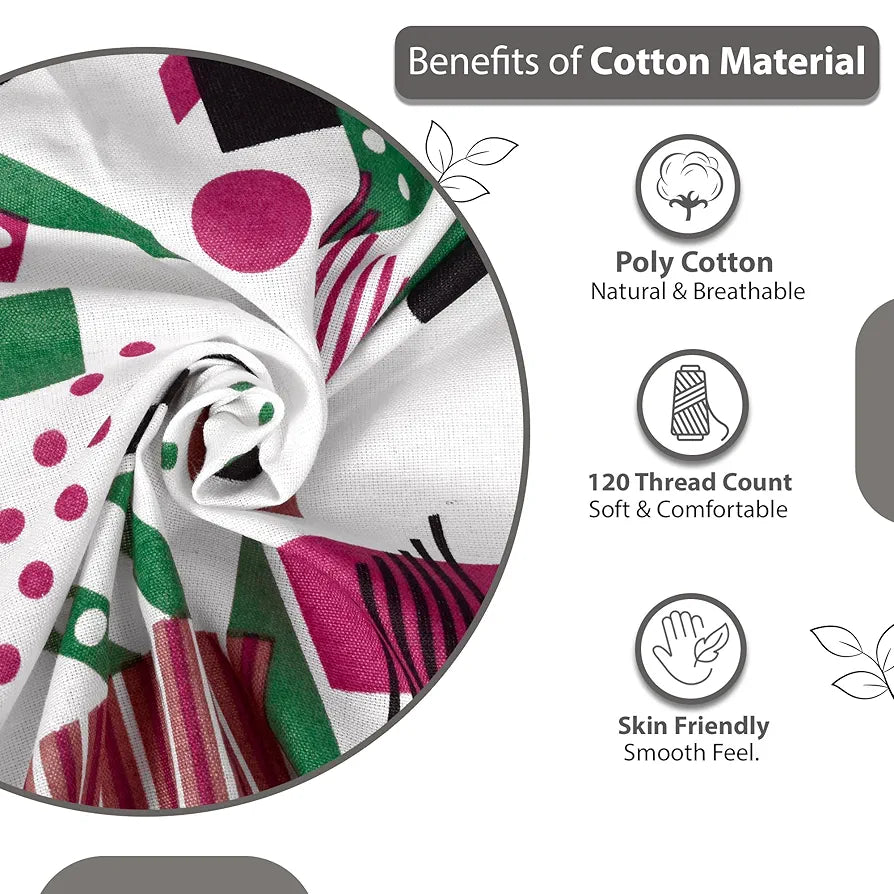 Divine Casa Bedsheet for Single Size Bed 144 TC Cotton Bedsheet for Single Size Bed with 1 Pillow Cover  Abstract Colour Pink & White