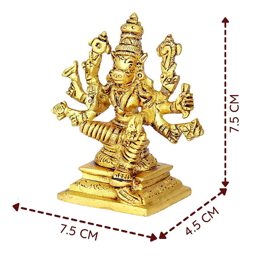anciently Small Varahi Amman Statue | Varahi Amman Silai Small | Small Varahi Statue | Varahi Amman Idol Brass 7.5 CM Height, Gold Colour 1 No