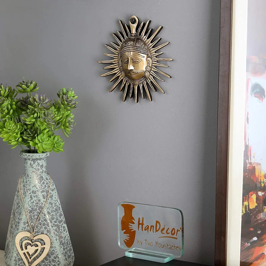 Two Moustaches Brass Surya Wall Hanging for Home Decor