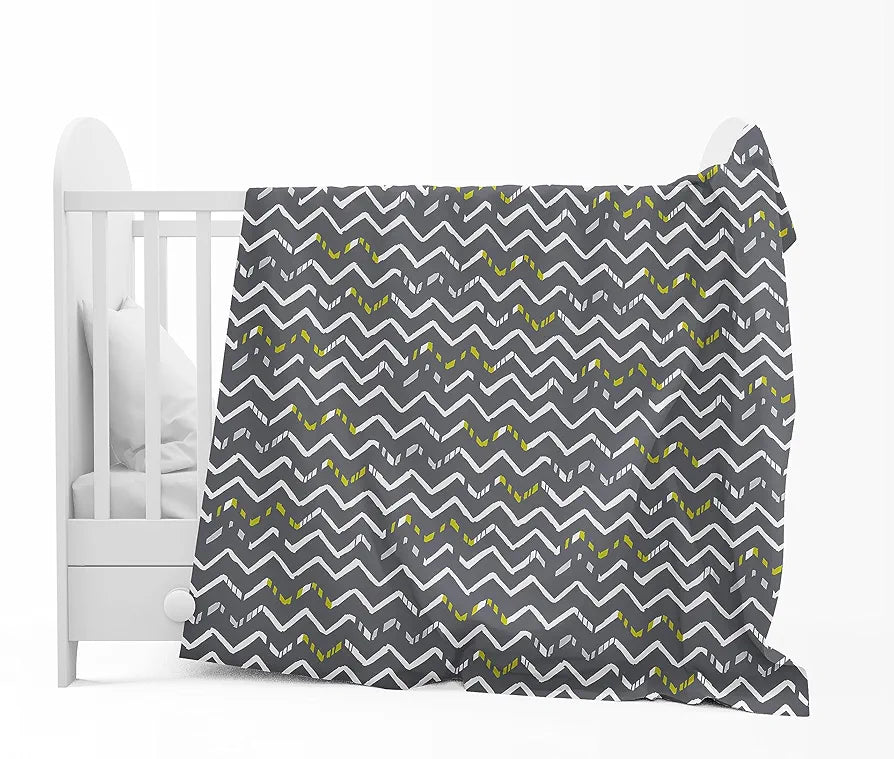 Divine Casa 120 GSM Microfiber Single Kids Dohar Soft & Lightweight Throw Blanket Zig-Zag Pattern Colour Slate
