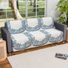 Kuber Industries Set of 6 Velvet 3 Seater Sofa Covers for Living Room Dot Border Grey & Blue
