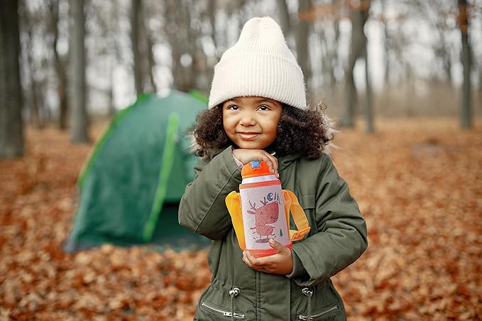 Femora Kids Elk Design Hot & Cold Thermosteel Water Bottle for Kids - 380 gms