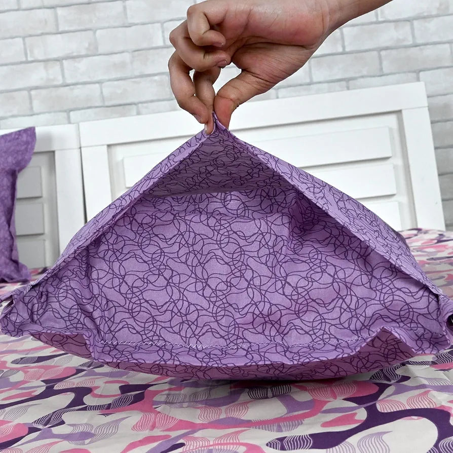 Divine Casa 144 TC 100% Pure Cotton Double Bed Bedsheet with 2 Pillow Covers Geo Petals Colour Lavender Blush