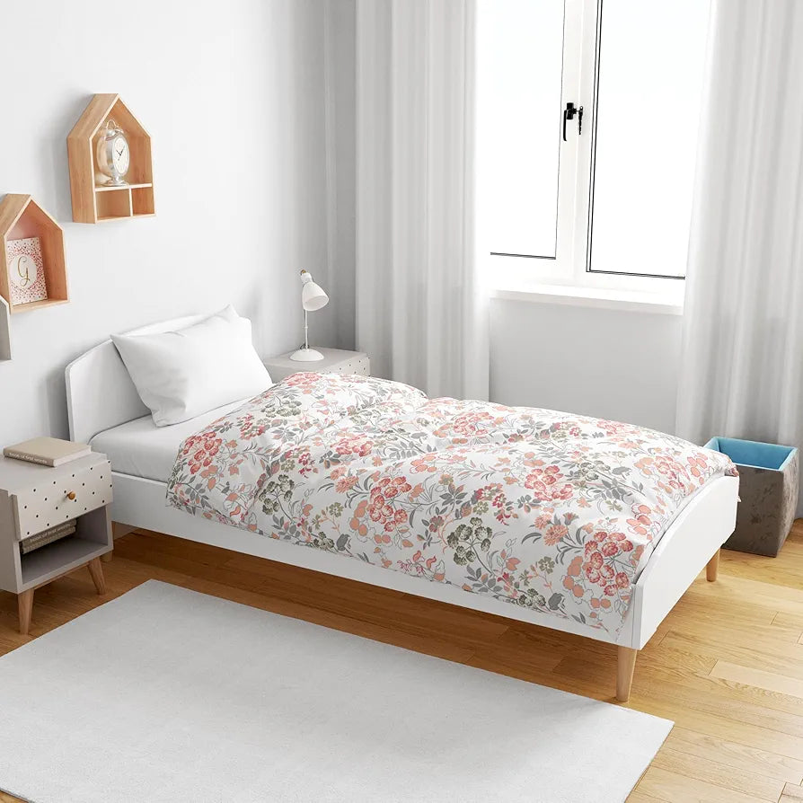 Divine Casa Floret 100% Cotton Single Kids Dohar 120 GSM Soft & Lightweight Throw Blanket Colour Floral Blush