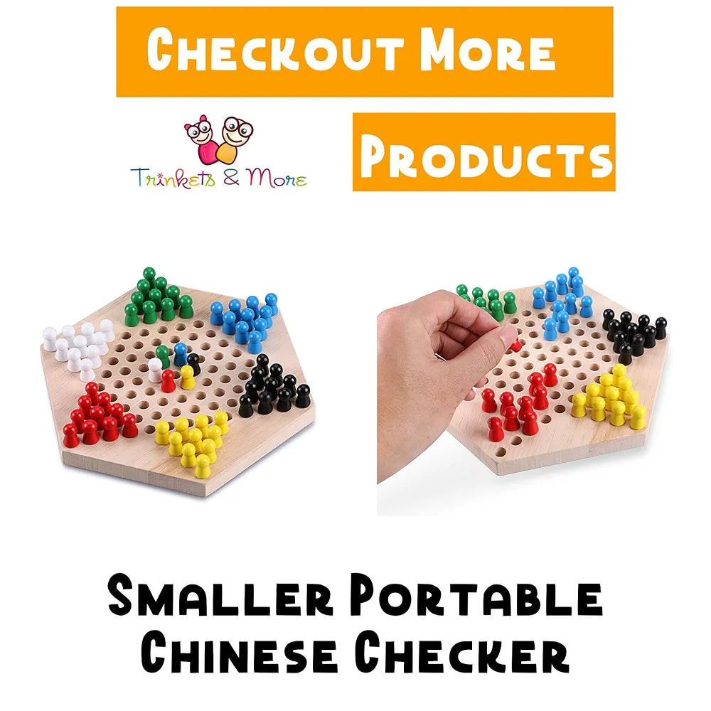 Trinkets & More - Chinese Checker Board & Ludo 2 in 1 Premium Wooden Classic Board Game for Adults and Kids Superb Family Office Game | Picnic Toys 3+ Years 