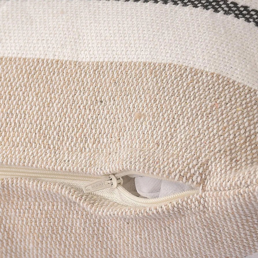 Sashaa World Exquisite Colour Beige Black Striped Elegance Decorative Woven Cushion Cover