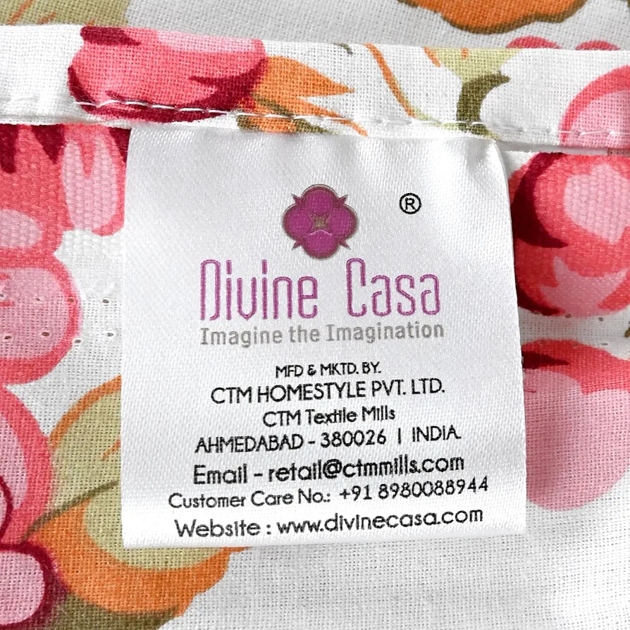 Divine Casa 144 TC 100% Cotton Bedsheet for Single Bed with 1 Pillow Cover Colour Blush Pink