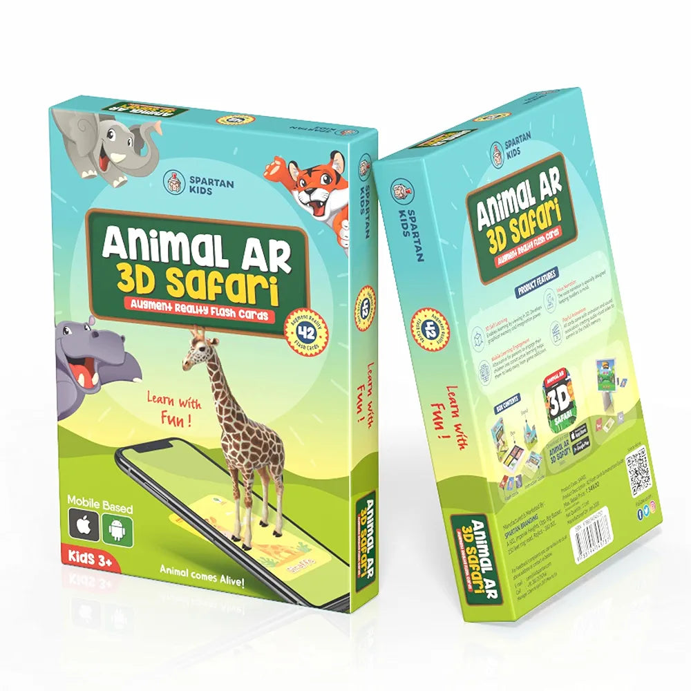 Spartan Kids 42 Animal Flash Cards | Augmented Reality Based Flash Cards for Kids