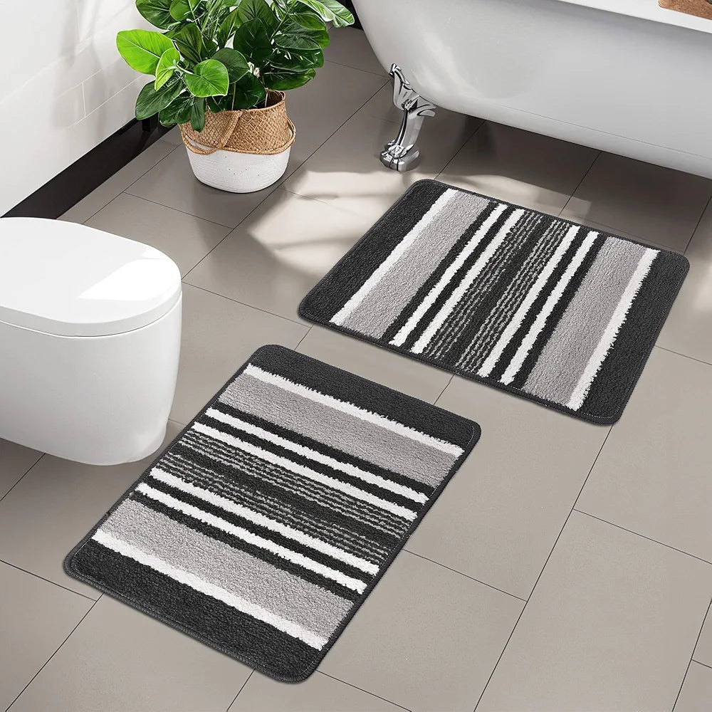Kuber Industries Anti-Skid Water-Absorbent Door Mats for Home Micro Jupitar Lining Dark Grey
