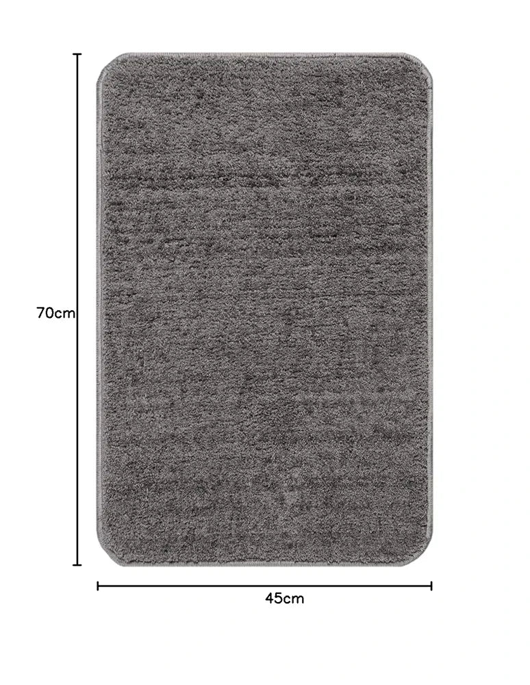 Saral Home Neo Shaggy Yarn Anti-Skid Bath Mats Colour Dark Grey