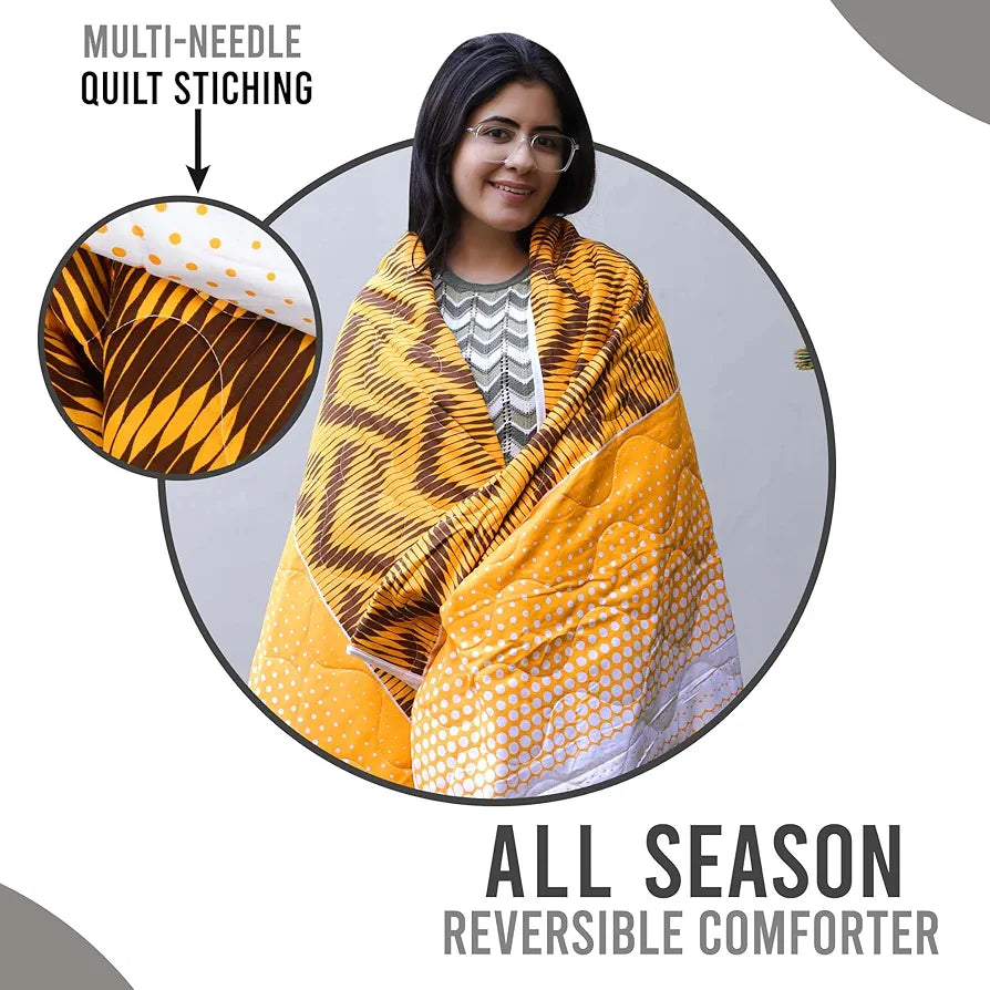 Divine Casa Microfibre Everyday Use 120 GSM Reversible Single Bed Size Quilt Comforter Blanket TC - 120 Colour Spectra Orange