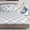 Divine Casa 144 TC Floral Print King Size Fitted Bedsheet 100% Cotton Skin Friendly & Soft Colour Harbor Mist