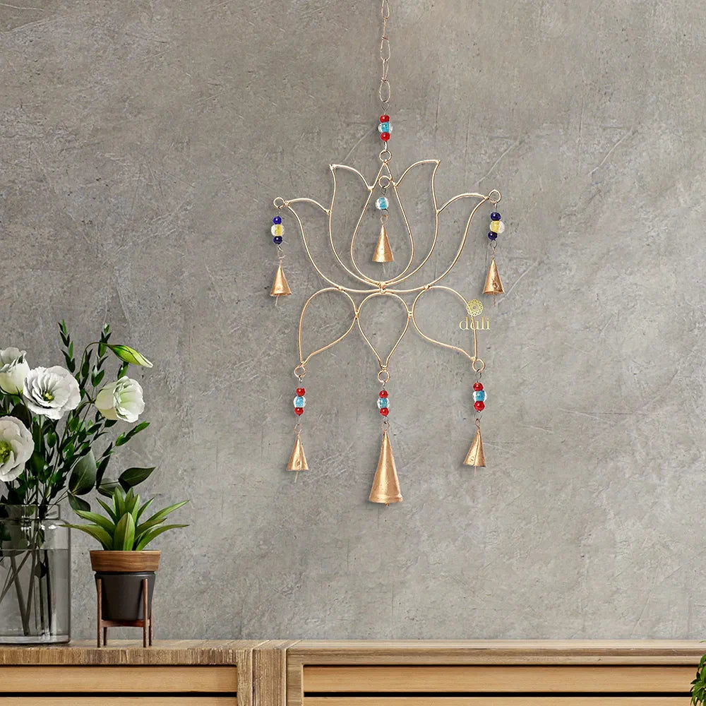 Duli Metal Lotus Windchime Wall Hanging, Feng Shui
