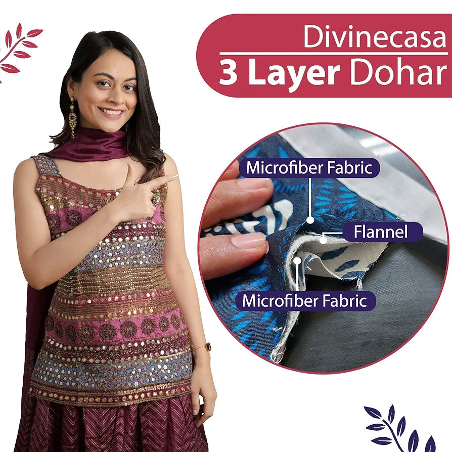 Divine Casa 120 GSM Microfiber Single Dohar Soft & Lightweight Throw Blanket Camouflage Pattern Wild Orchid