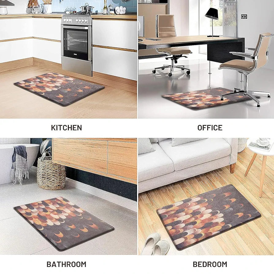 Luxe Home Columbo Anti-Fatigue Kitchen Mat Slip Cushioned Comfort Mat Stylish Feather Pattern Standing Desk Mat Colour Lightning