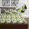 Divine Casa Bedsheet For Double Bed Elastic Fitted Cotton Printed Bed Sheets For Double Bed Set With 2 King Size Pillow Covers Colour Green