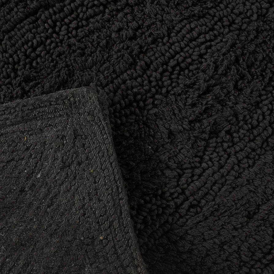 Sashaa World Cotton Tufted V Striped Colour Dk Grey Bathmat And Contour Set Bathmat