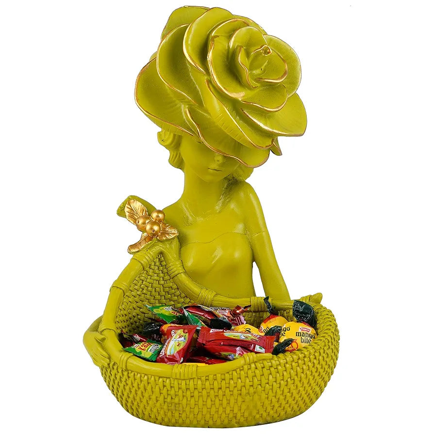 Zart Lady with Basket Showpiece for Home Decor Showpiece & Office Decor Showpiece