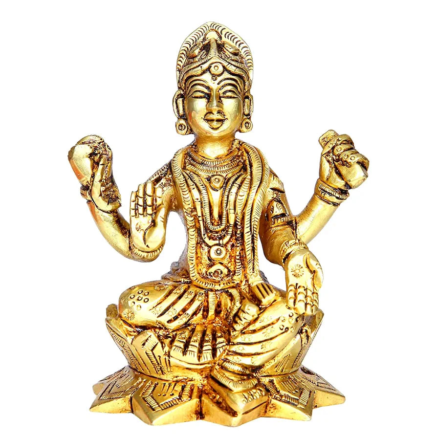 anciently Balambika Idol Brass | Premium Finish Balambigai Statue | Bala Tripura Sundari Idol, 10cm Height, Gold Colour - 