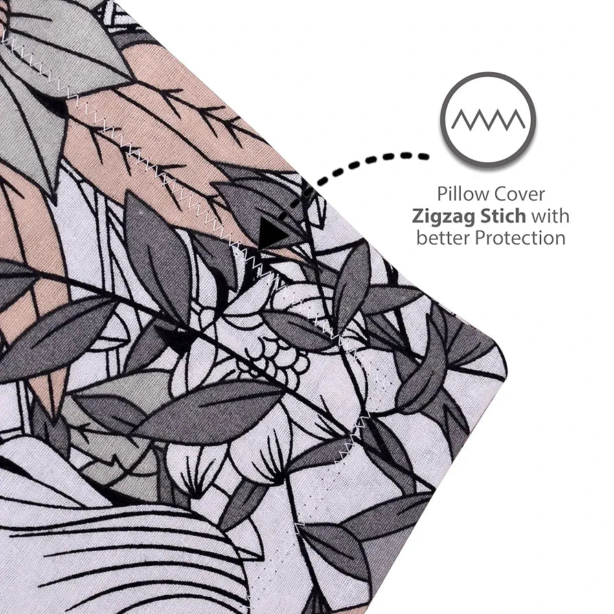 Divine Casa Bedsheet for Single Size Bed 144 TC Cotton Bedsheet for Single Size Bed with 1 Pillow Cover  Floral Colour Blush Grey