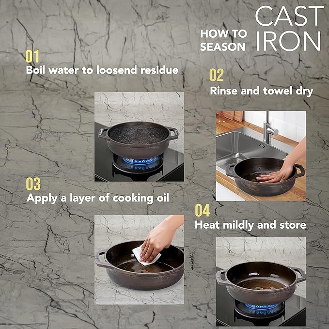 Sumeet Super Smooth Gold Series Pre Seasoned Cast Iron Kadai 2.7 Ltr 25cm 2.670 kg