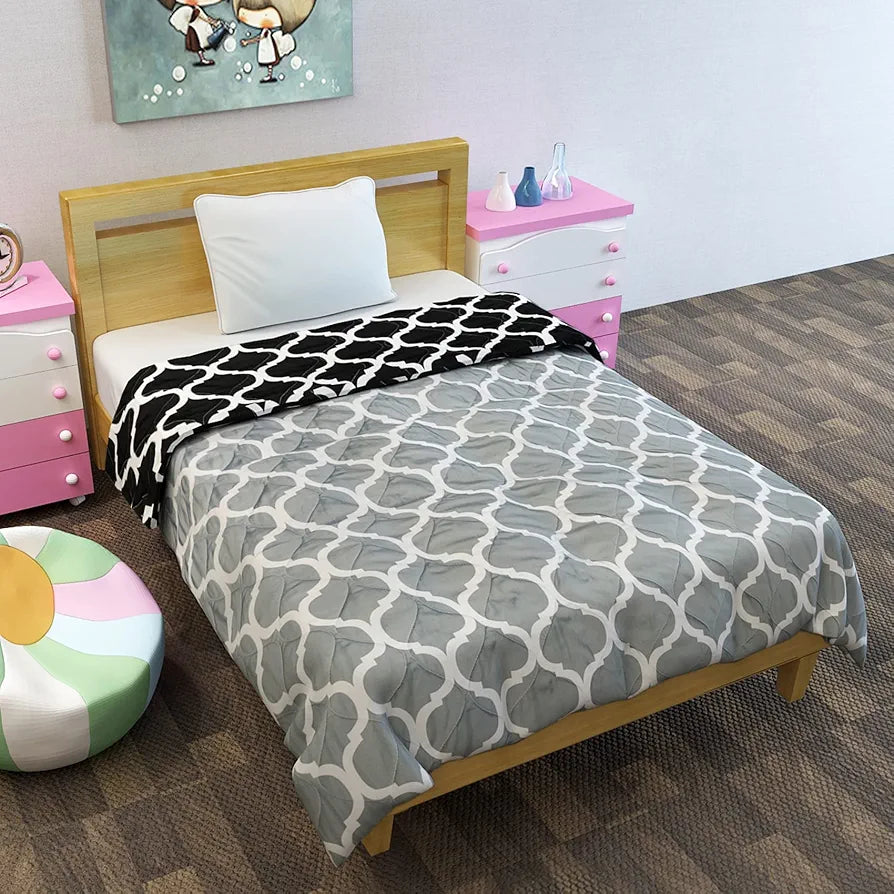 Divine Casa 120 GSM Microfiber Reversible Kids Single Bed Comforter Ultra-Soft Toddler Blanket Colour Caviar