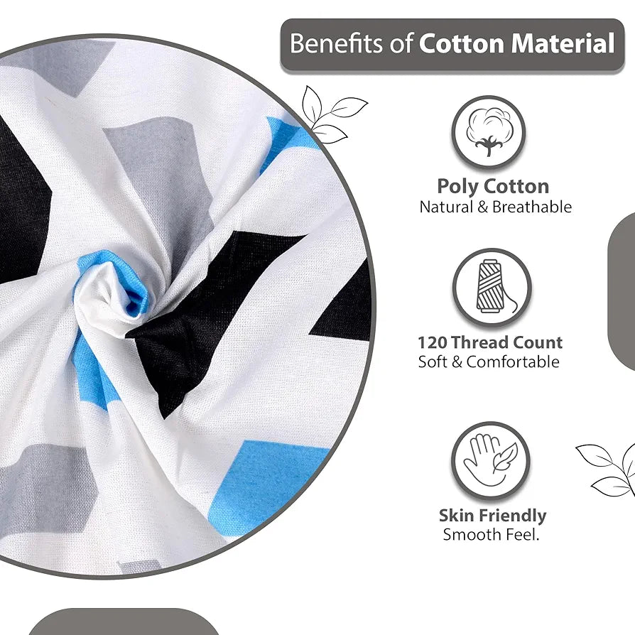 Divine Casa - 144 TC Super Soft Cotton Bedsheet for Double Bed  144 Thread Count Abstract Colour Grey & Blue