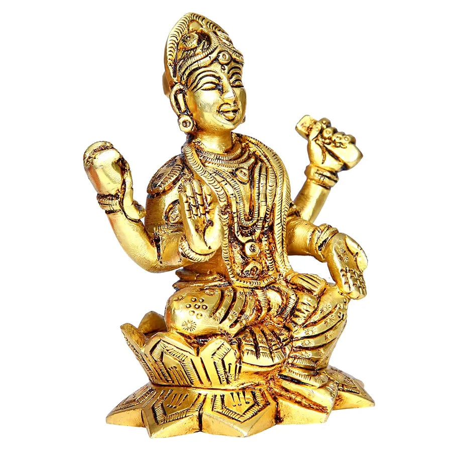 anciently Balambika Idol Brass | Premium Finish Balambigai Statue | Bala Tripura Sundari Idol, 10cm Height, Gold Colour - 