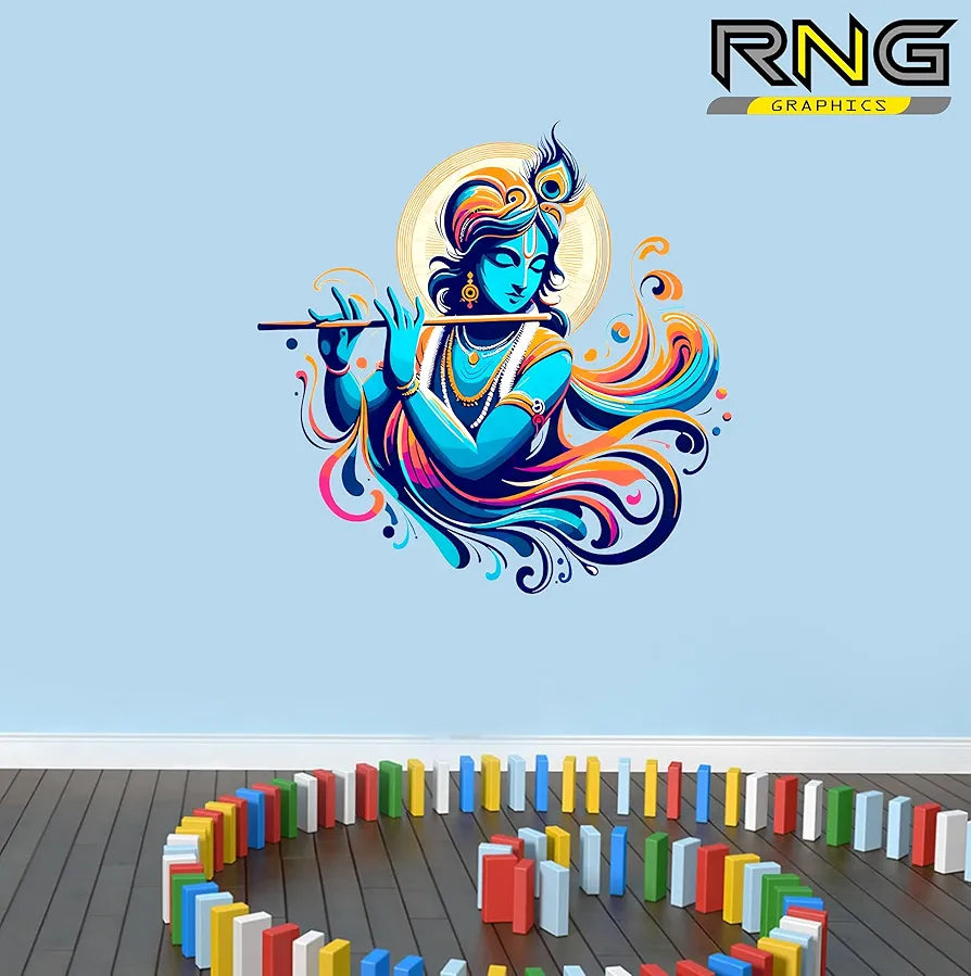 Rng Graphics Pvc Vinyl Self Adhesive Little Krishna Wall Sticker Multicolor 50 Cm X 49cm DW-132L