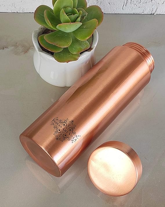 Indian Art Villa Pure Copper Leak Proof Bottle With Straight Design
