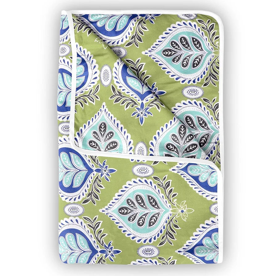 Divine Casa Floret 100% Cotton Single Dohar 120 GSM Soft & Lightweight Throw Blanket Colour Palm Green