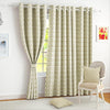Story@Home Hexagon Hive Door Curtains 7 feet Long Cream Colour Semi-Sheer Geometric Design