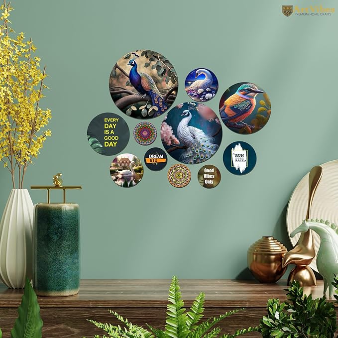 Artvibes Decorative Wooden Wall Hanging Decoration Item | Pack of 11 Pieces