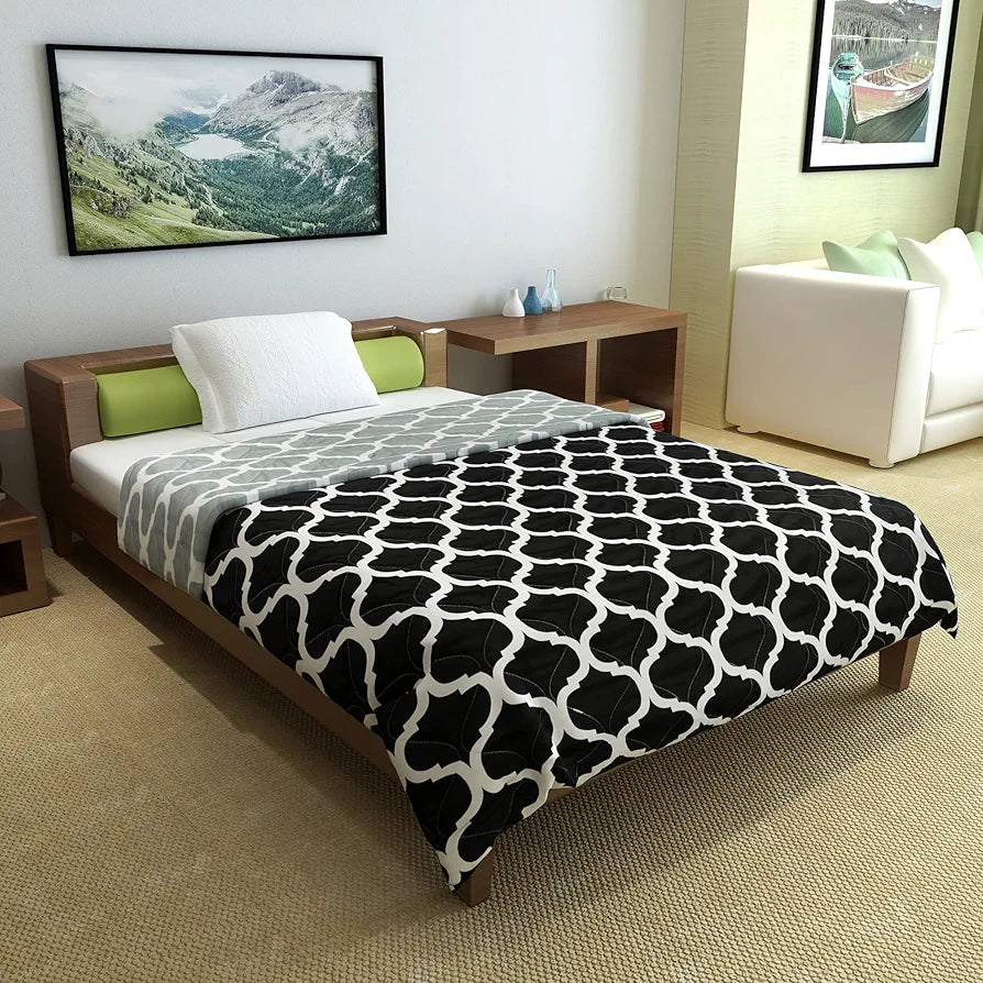 Divine Casa 120 GSM Microfiber Single Bed Comforter Soft & Lightweight Reversible AC Blanket Colour Caviar