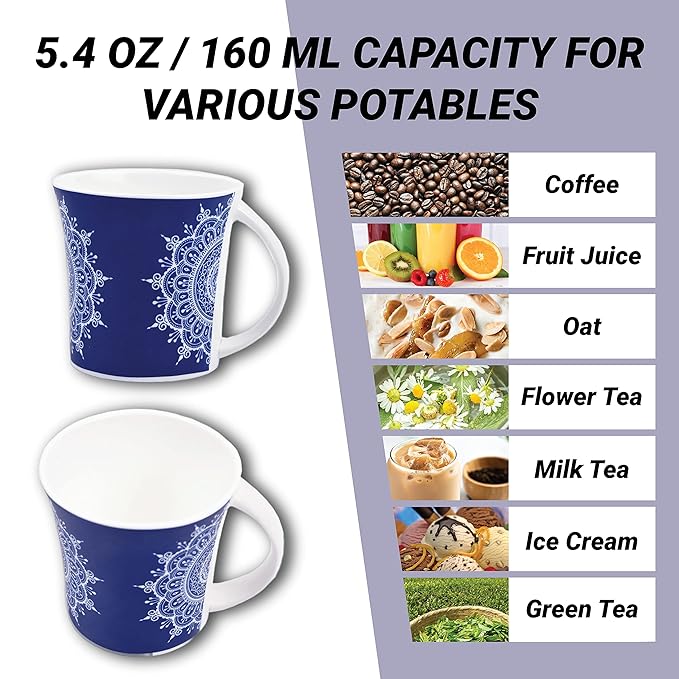 Femora Ceramic Eternal Circle Tea Cups, Coffee Mugs, Set of 6 Each - 100 gms (Pack of 6)