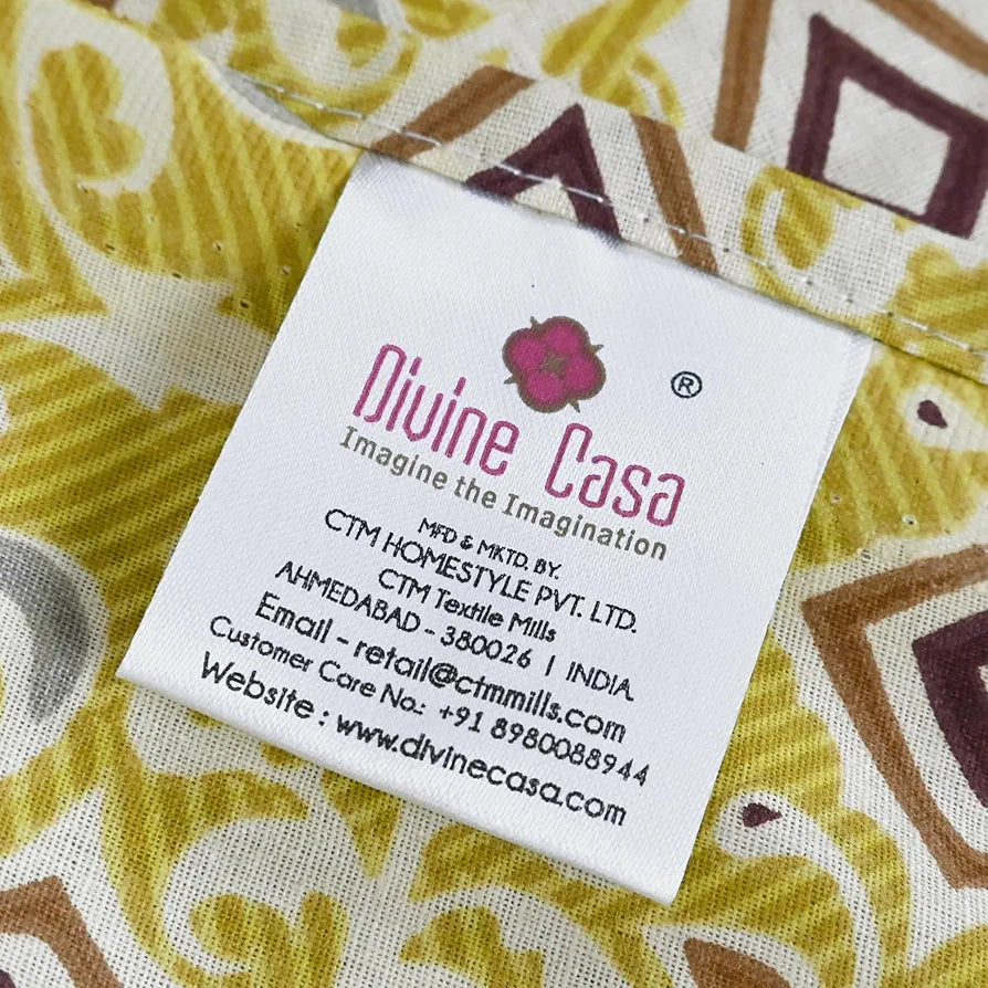 Divine Casa 144 TC 100% Pure Cotton Single Bedsheet with 1 Pillow Cover Ikat Diamond Print Colour Mustard Yellow